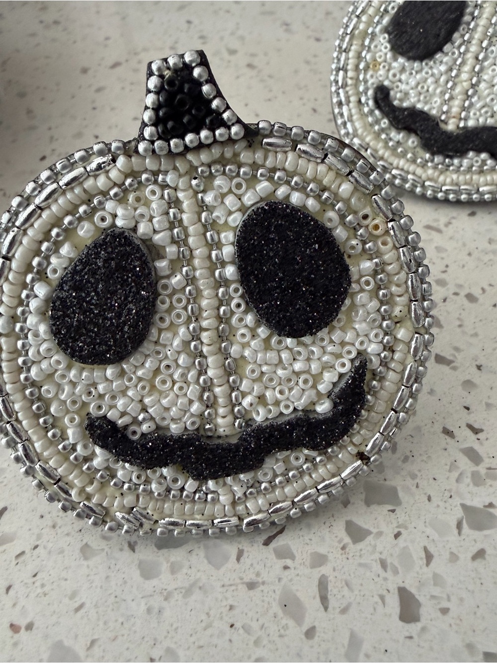 Nicole Miller Fly By Night Pumpkin Face Beaded Napkin Rings Set of 4